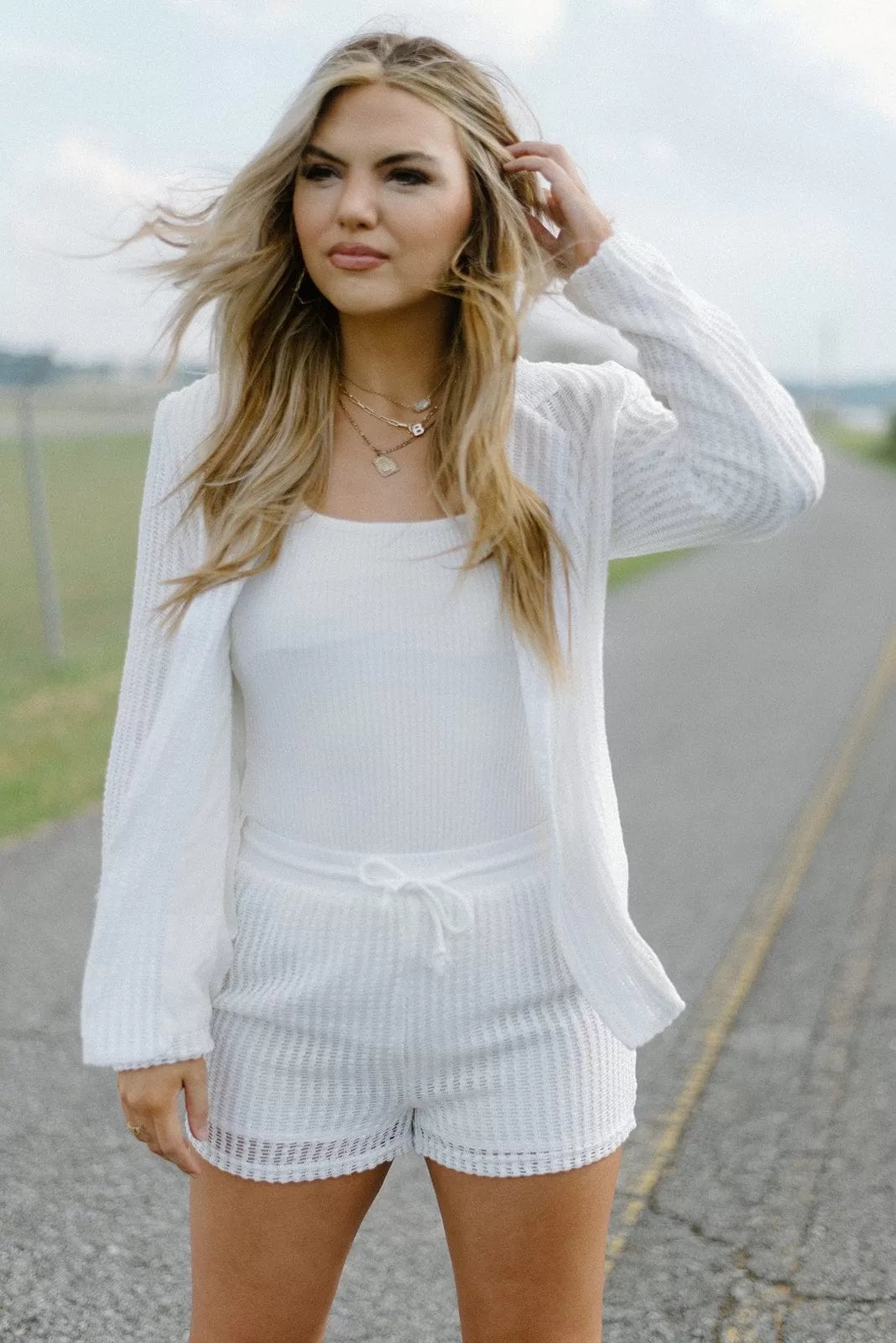 White Crochet Set Shorts