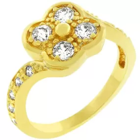 WildKlass Cubic Zirconia Clover Ring