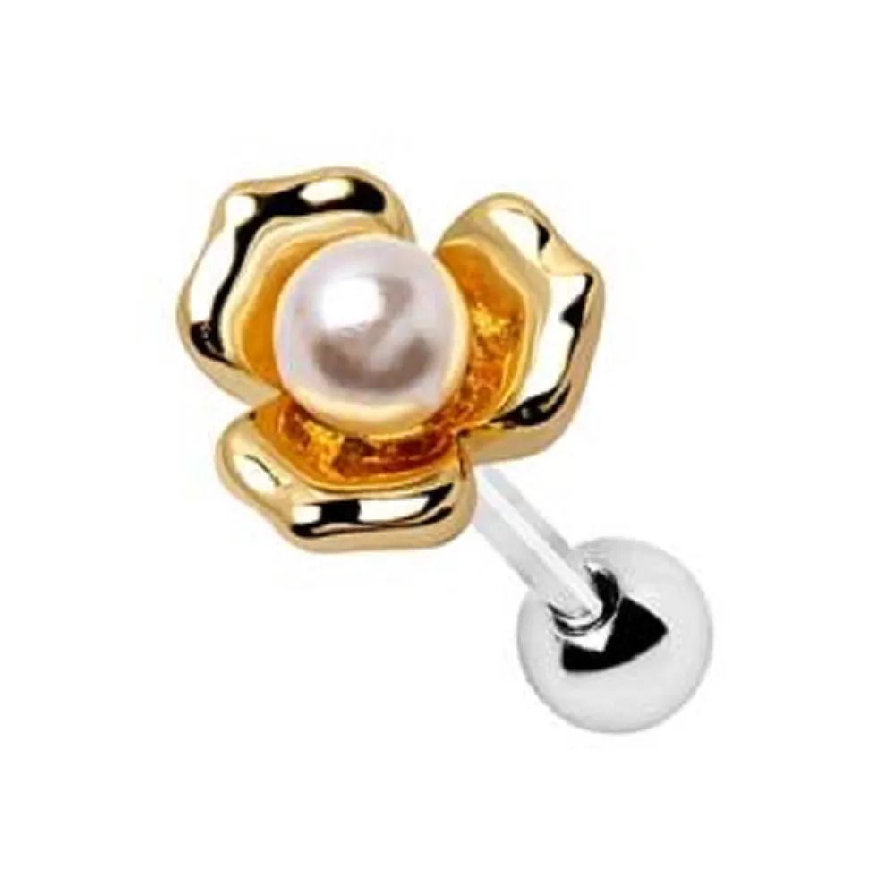 WILDKLASS Gold Plated Pearl Flower Cartilage Earring