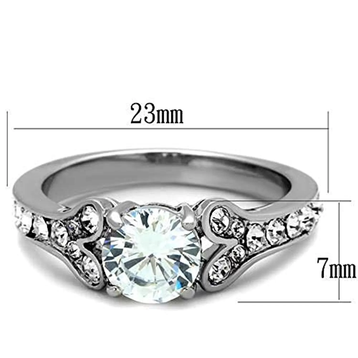 WildKlass Stainless Steel Ring High Polished (no Plating) Women AAA Grade CZ Clear