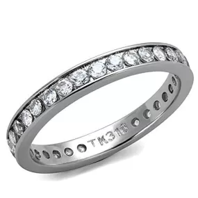 WildKlass Stainless Steel Ring High Polished (no Plating) Women AAA Grade CZ Clear