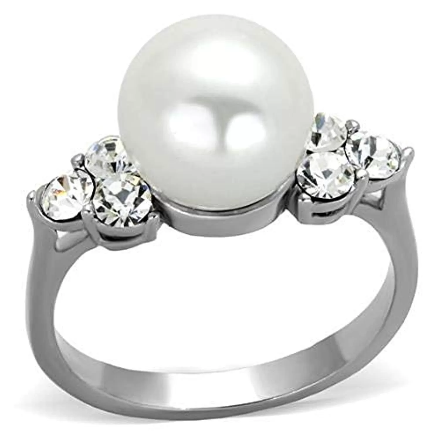 WildKlass Stainless Steel Ring High Polished (no Plating) Women Synthetic White