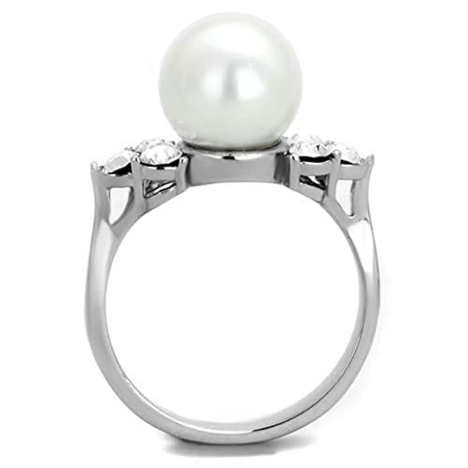 WildKlass Stainless Steel Ring High Polished (no Plating) Women Synthetic White