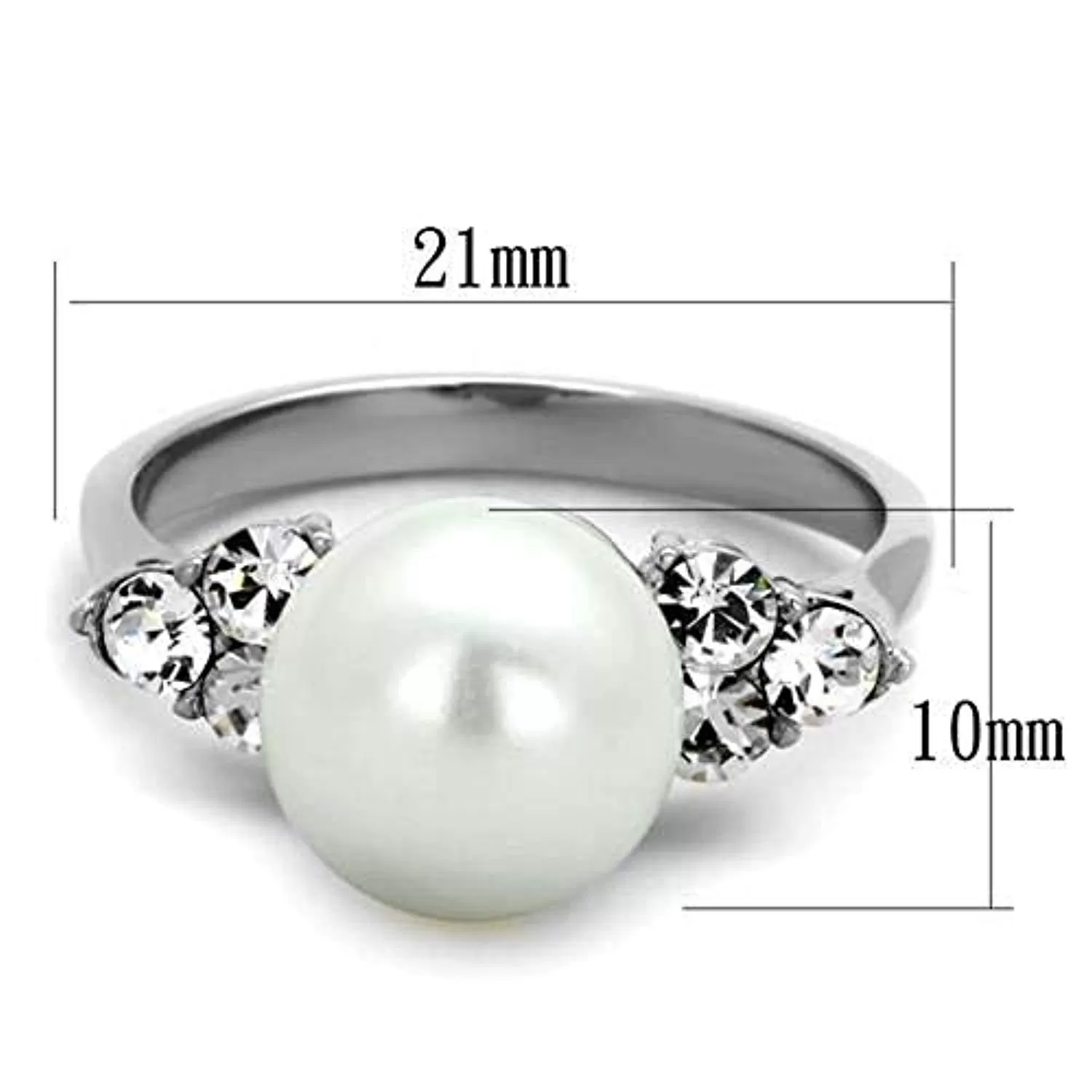 WildKlass Stainless Steel Ring High Polished (no Plating) Women Synthetic White