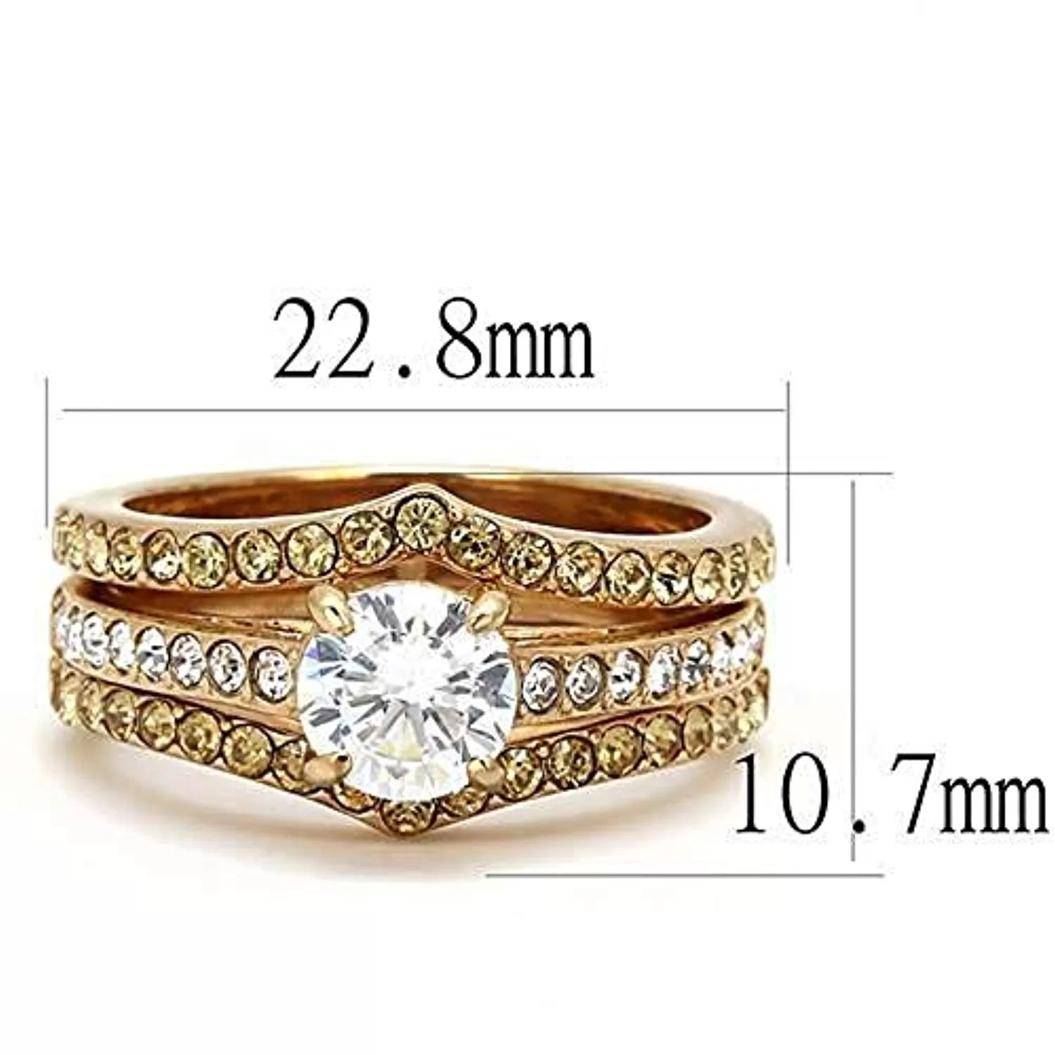 WildKlass Stainless Steel Ring IP Rose Gold Women AAA Grade CZ Clear