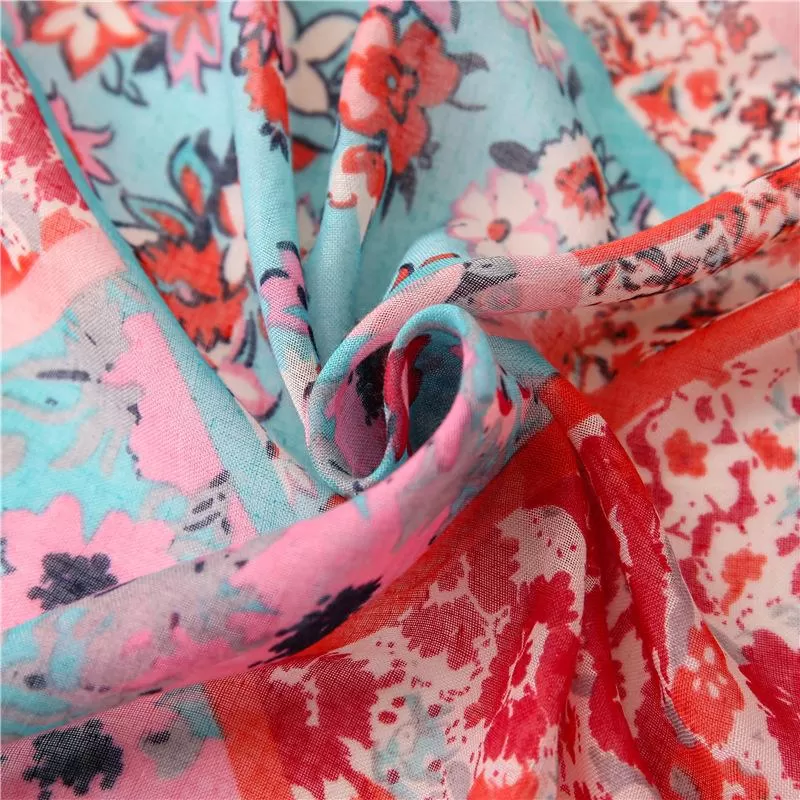 Women Vintage Sunscreen Floral Printed Scarf