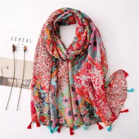 Women Vintage Sunscreen Floral Printed Scarf